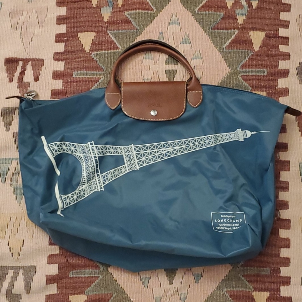 Longchamp Le Pliage Eiffel Tower Tote Bag Blue